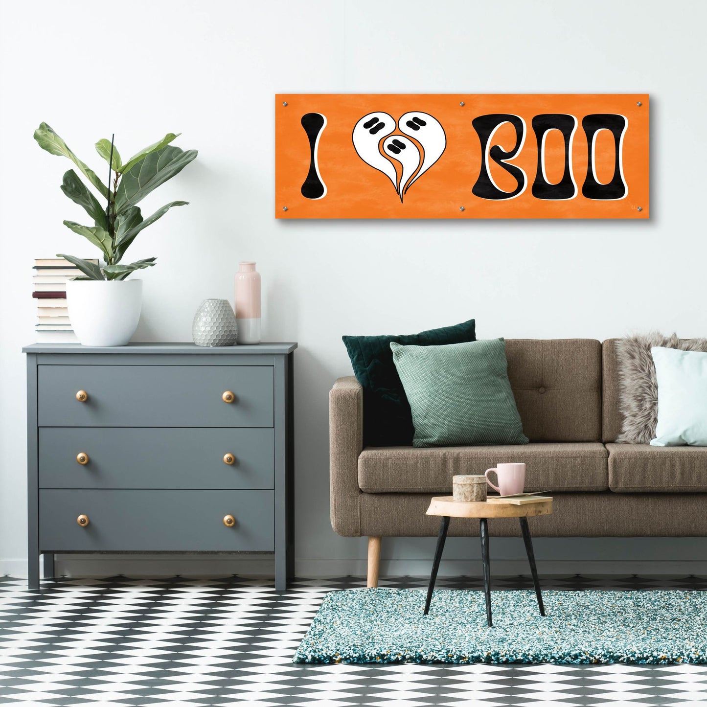 Epic Art 'Hey Boo I' by Sarah Adams, Acrylic Glass Wall Art,48x16