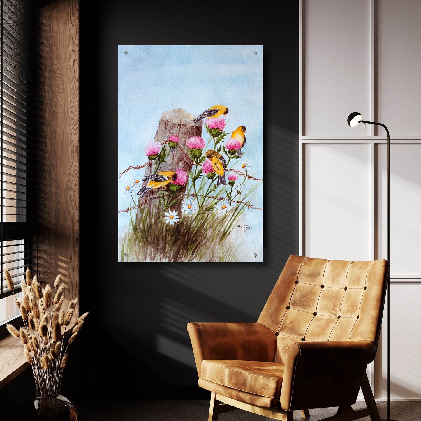 Epic Art 'American Goldfinch' by Arie Reinhardt Taylor, Acrylic Glass Wall Art,24x36