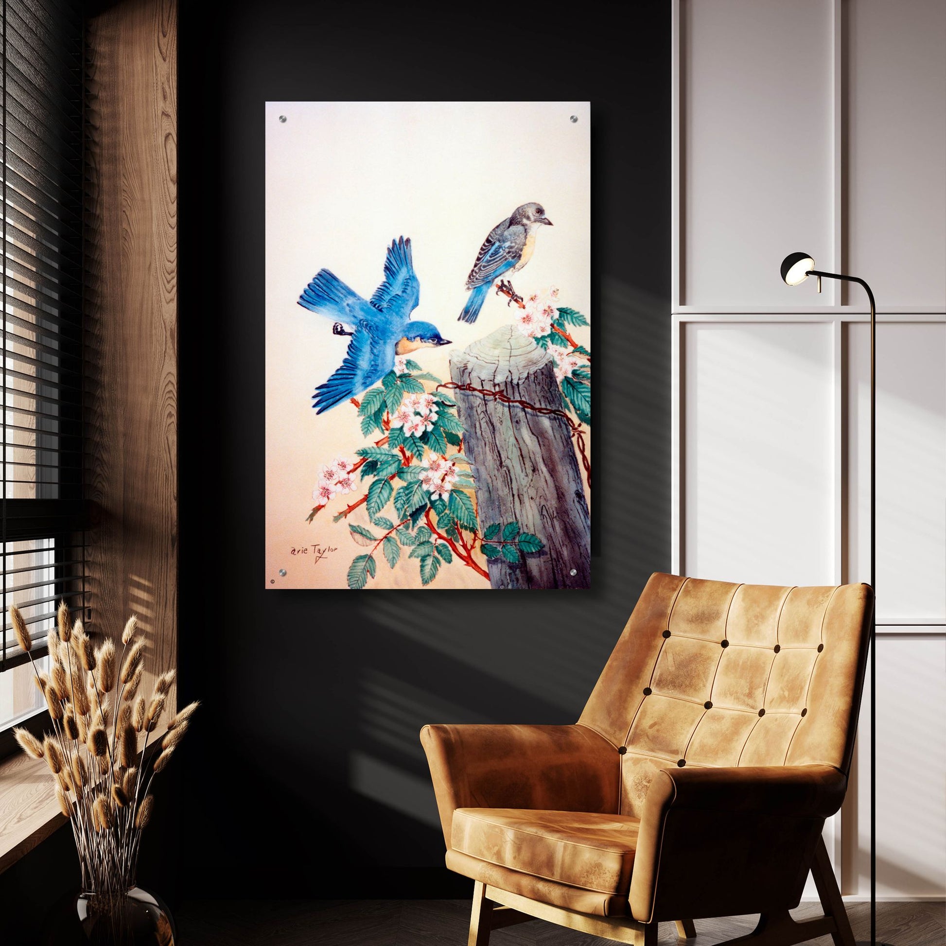 Epic Art 'Bluebirds' by Arie Reinhardt Taylor, Acrylic Glass Wall Art,24x36