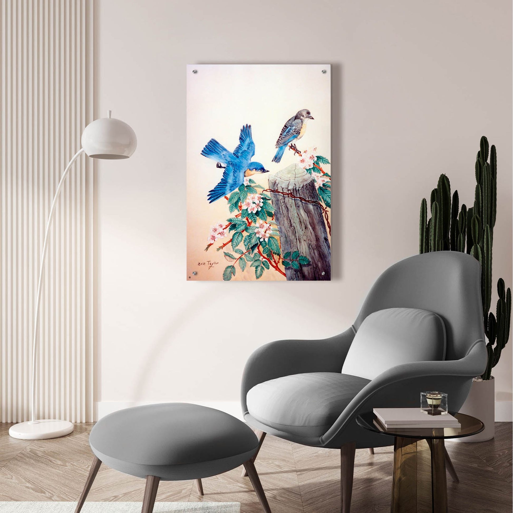 Epic Art 'Bluebirds' by Arie Reinhardt Taylor, Acrylic Glass Wall Art,24x36