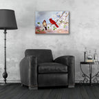 Cardinals and Dogwood by Arie Reinhardt Taylor - 24x16 acrylic wall art in a room