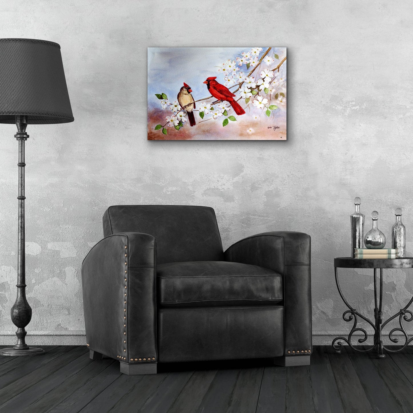 Epic Art 'Cardinals and Dogwood' by Arie Reinhardt Taylor, Acrylic Glass Wall Art,24x16