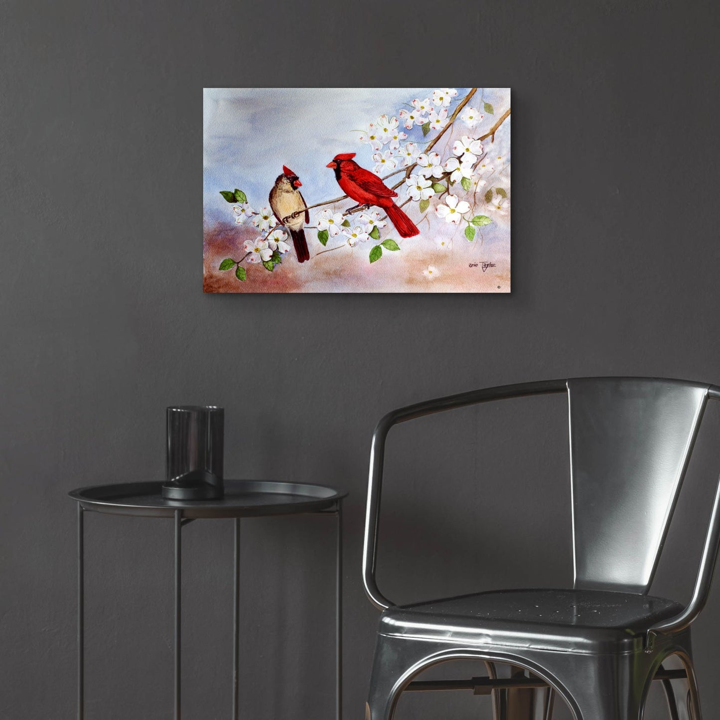 Epic Art 'Cardinals and Dogwood' by Arie Reinhardt Taylor, Acrylic Glass Wall Art,24x16