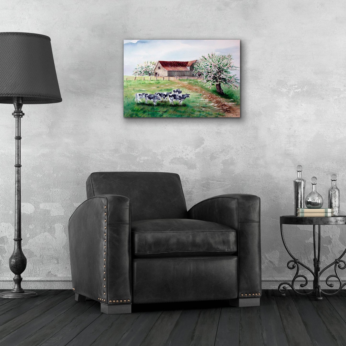 Epic Art 'Cows and a Barn' by Arie Reinhardt Taylor, Acrylic Glass Wall Art,24x16