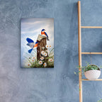 Bluebirds With Daisies 2 by Arie Reinhardt Taylor - 16x24 acrylic wall art in a room