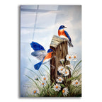 Bluebirds With Daisies 2 by Arie Reinhardt Taylor acrylic glass wall art
