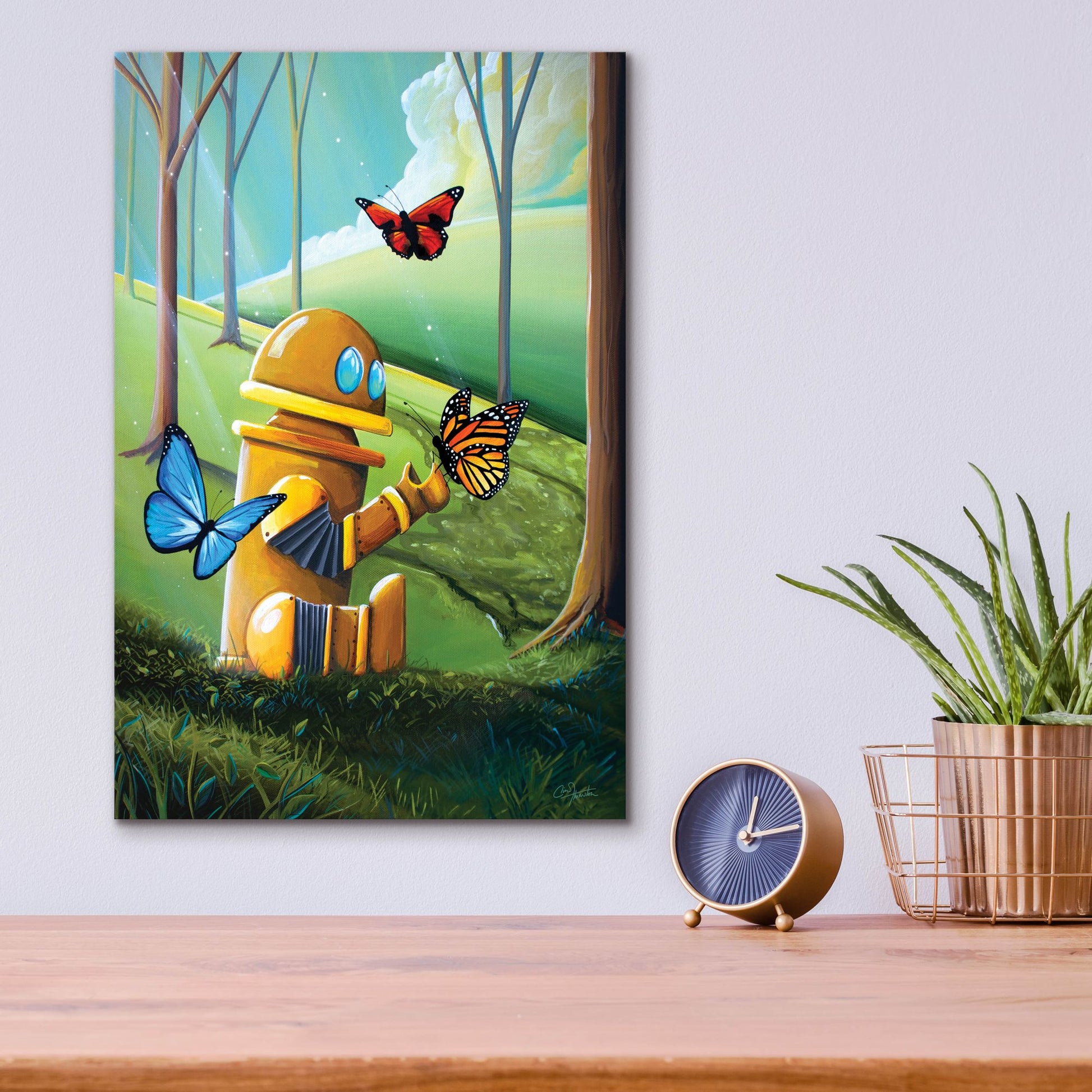 Epic Art 'Bot and the Butterflies' by Cindy Thornton, Acrylic Glass Wall Art,12x16