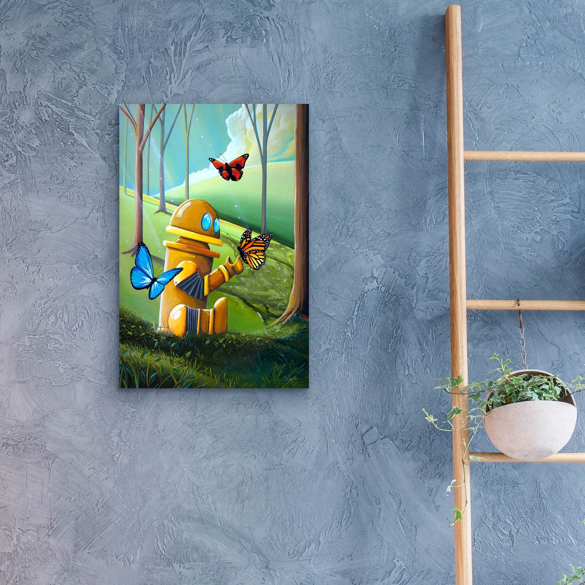 Epic Art 'Bot and the Butterflies' by Cindy Thornton, Acrylic Glass Wall Art,16x24