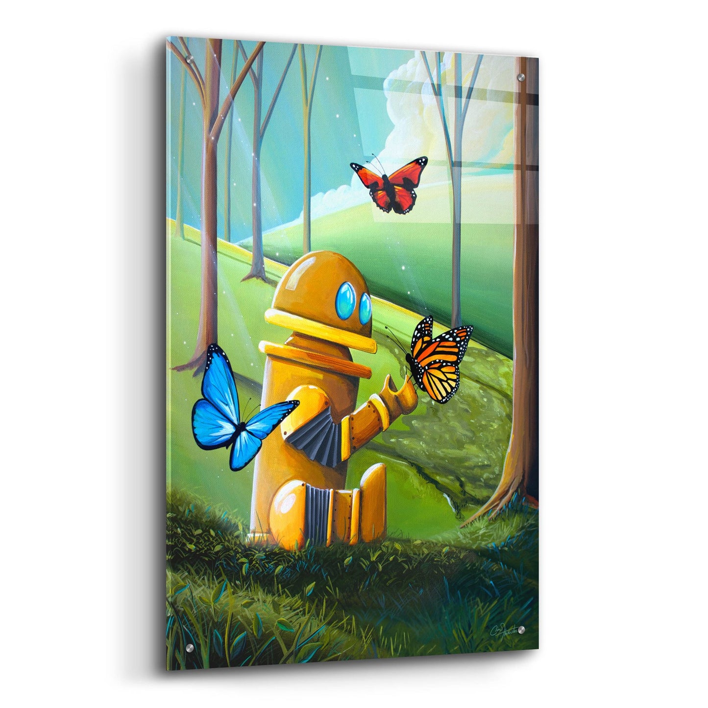 Epic Art 'Bot and the Butterflies' by Cindy Thornton, Acrylic Glass Wall Art,24x36