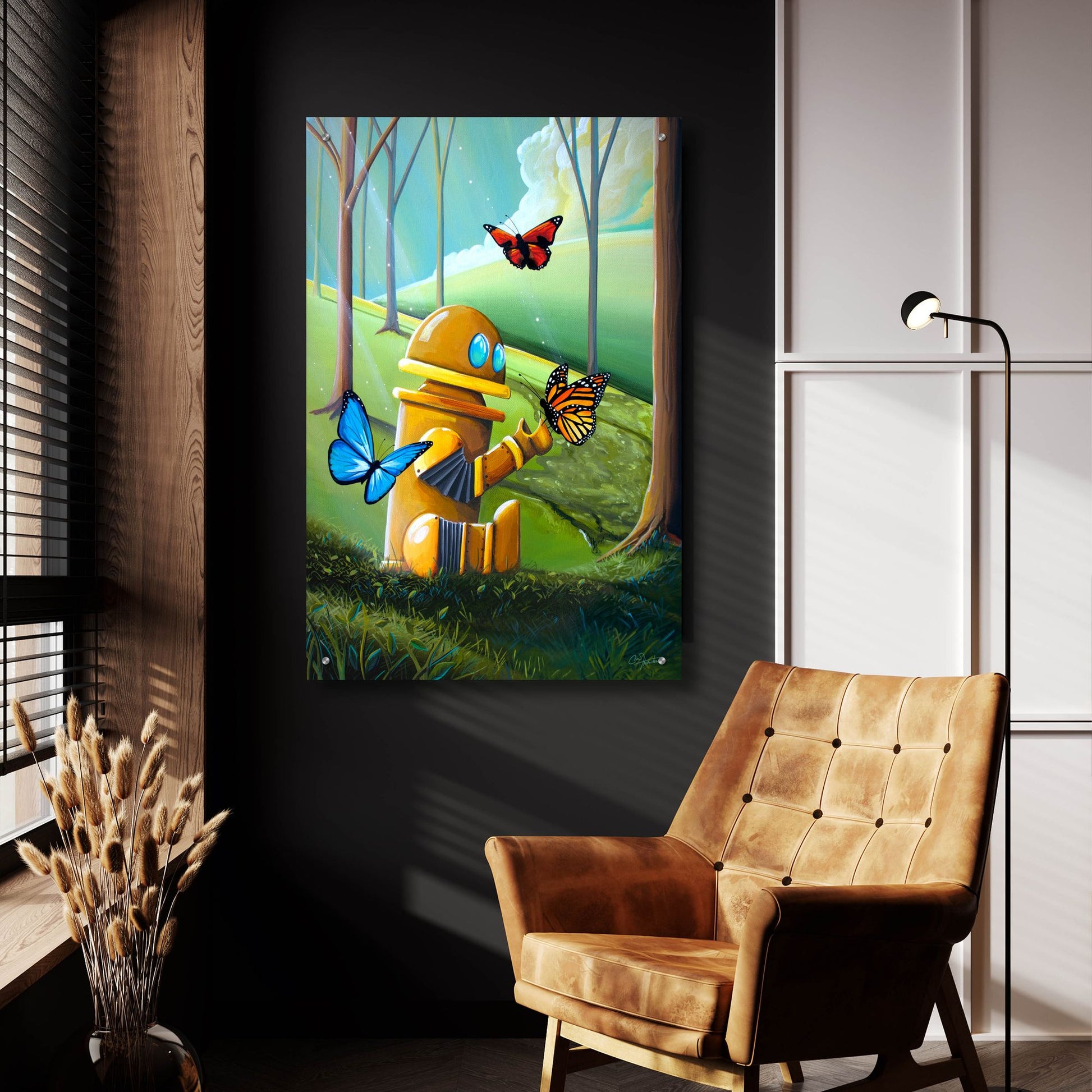 Epic Art 'Bot and the Butterflies' by Cindy Thornton, Acrylic Glass Wall Art,24x36