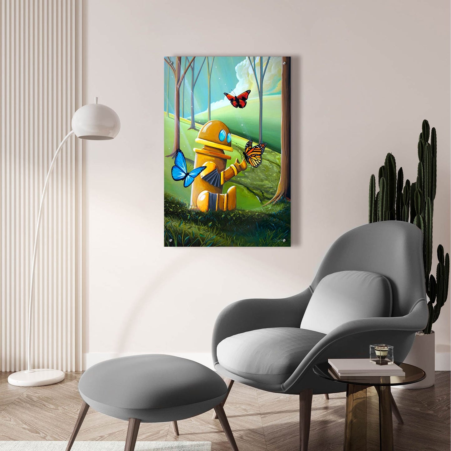 Epic Art 'Bot and the Butterflies' by Cindy Thornton, Acrylic Glass Wall Art,24x36