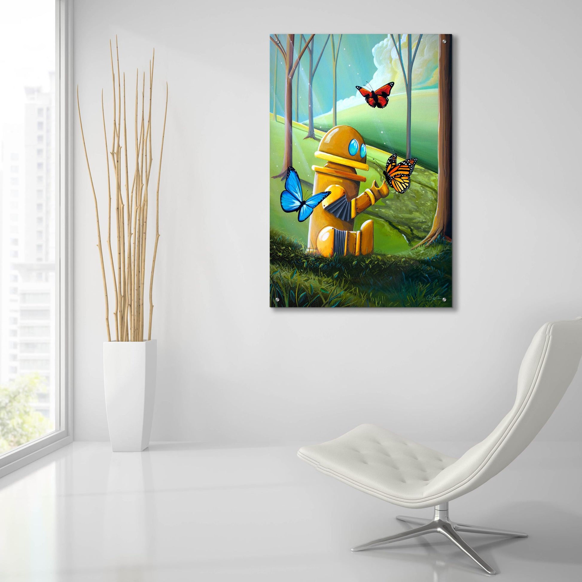 Epic Art 'Bot and the Butterflies' by Cindy Thornton, Acrylic Glass Wall Art,24x36