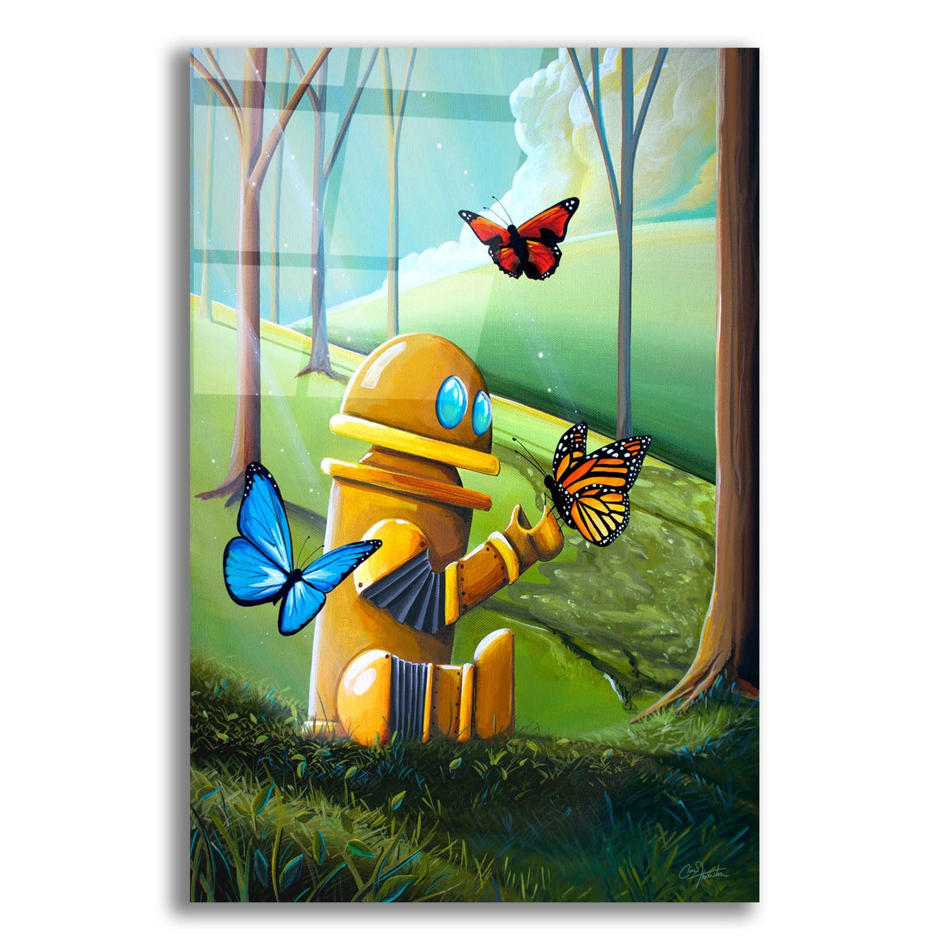 Epic Art 'Bot and the Butterflies' by Cindy Thornton, Acrylic Glass Wall Art