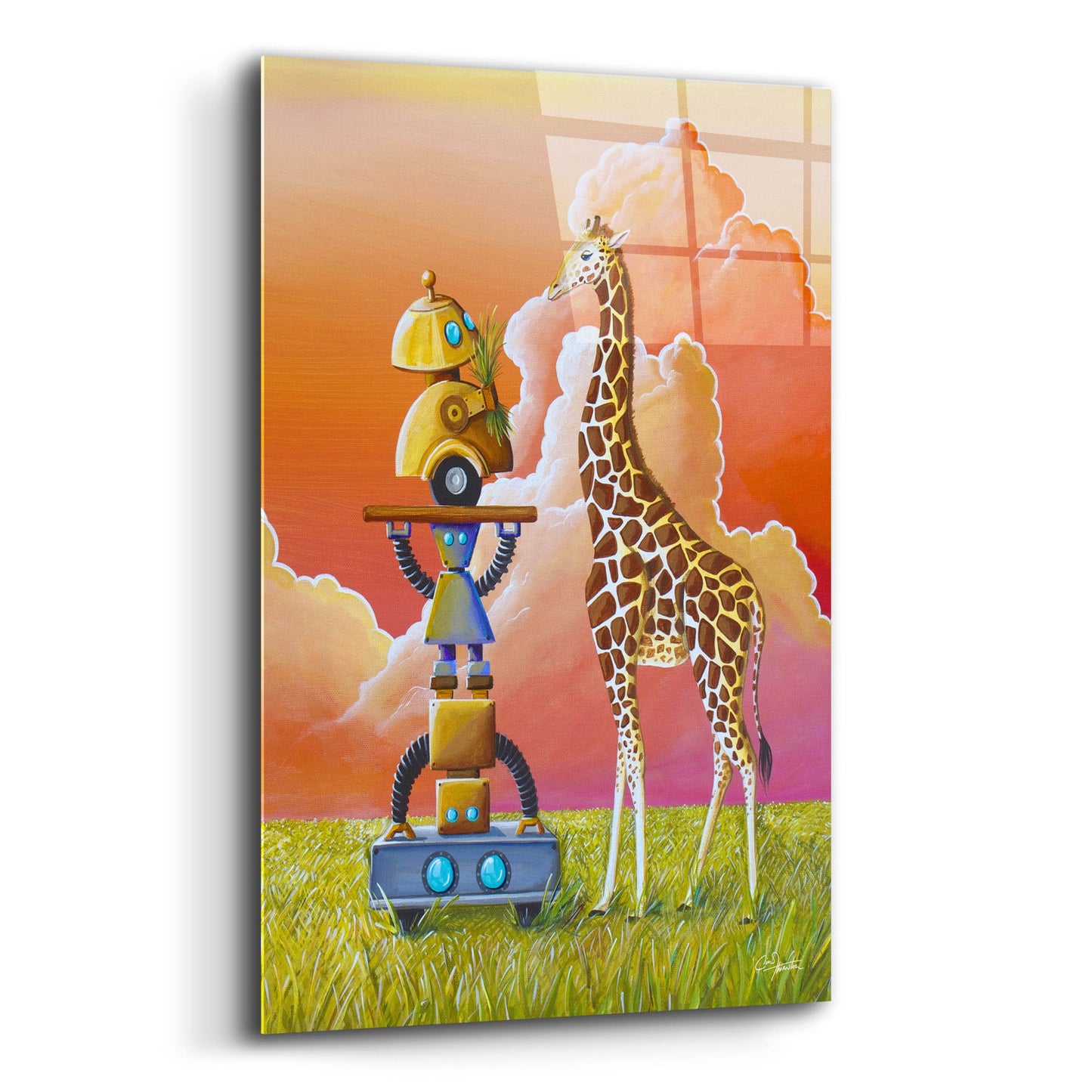 Epic Art 'Robots On Safari' by Cindy Thornton, Acrylic Glass Wall Art,12x16