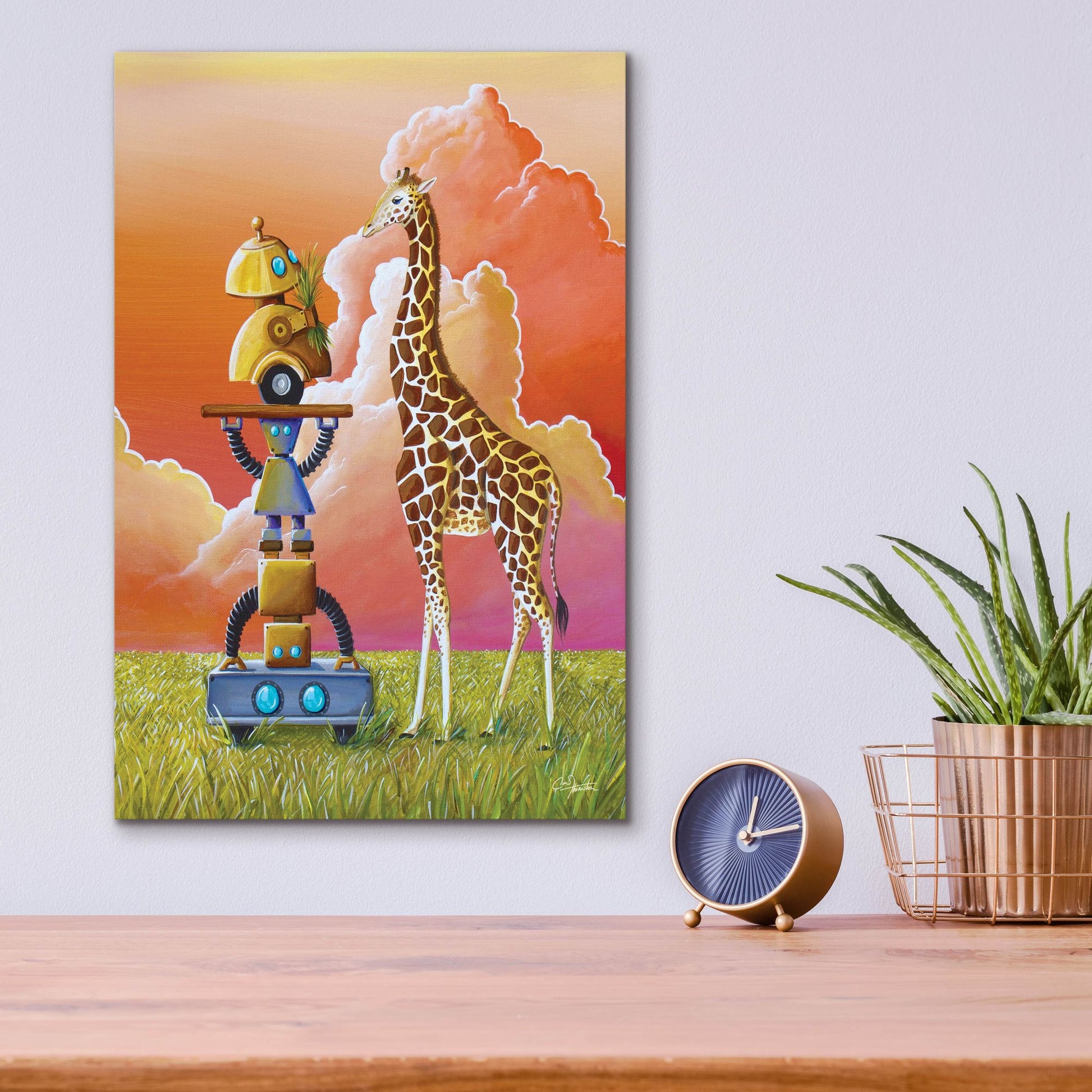 Epic Art 'Robots On Safari' by Cindy Thornton, Acrylic Glass Wall Art,12x16