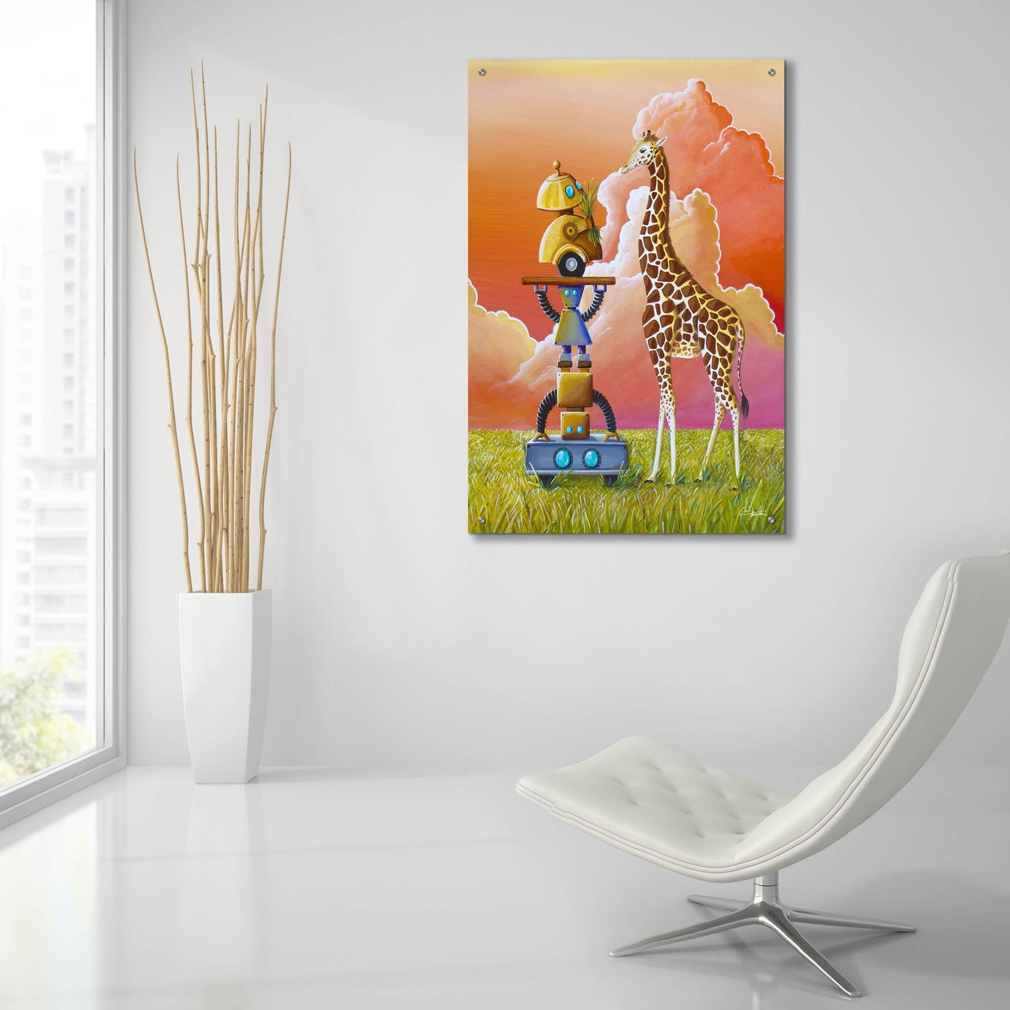 Epic Art 'Robots On Safari' by Cindy Thornton, Acrylic Glass Wall Art,24x36