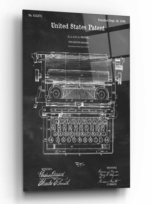 Epic Art 'Typewriter Blueprint Patent Chalkboard,' by Acrylic Glass Wall Art