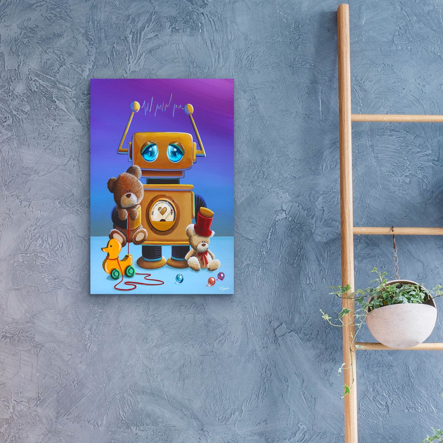 Epic Art 'The Toy Robot' by Cindy Thornton, Acrylic Glass Wall Art,16x24