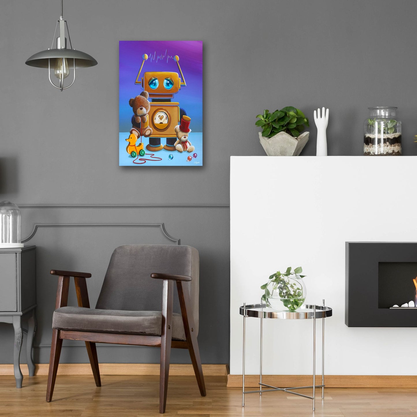 Epic Art 'The Toy Robot' by Cindy Thornton, Acrylic Glass Wall Art,16x24