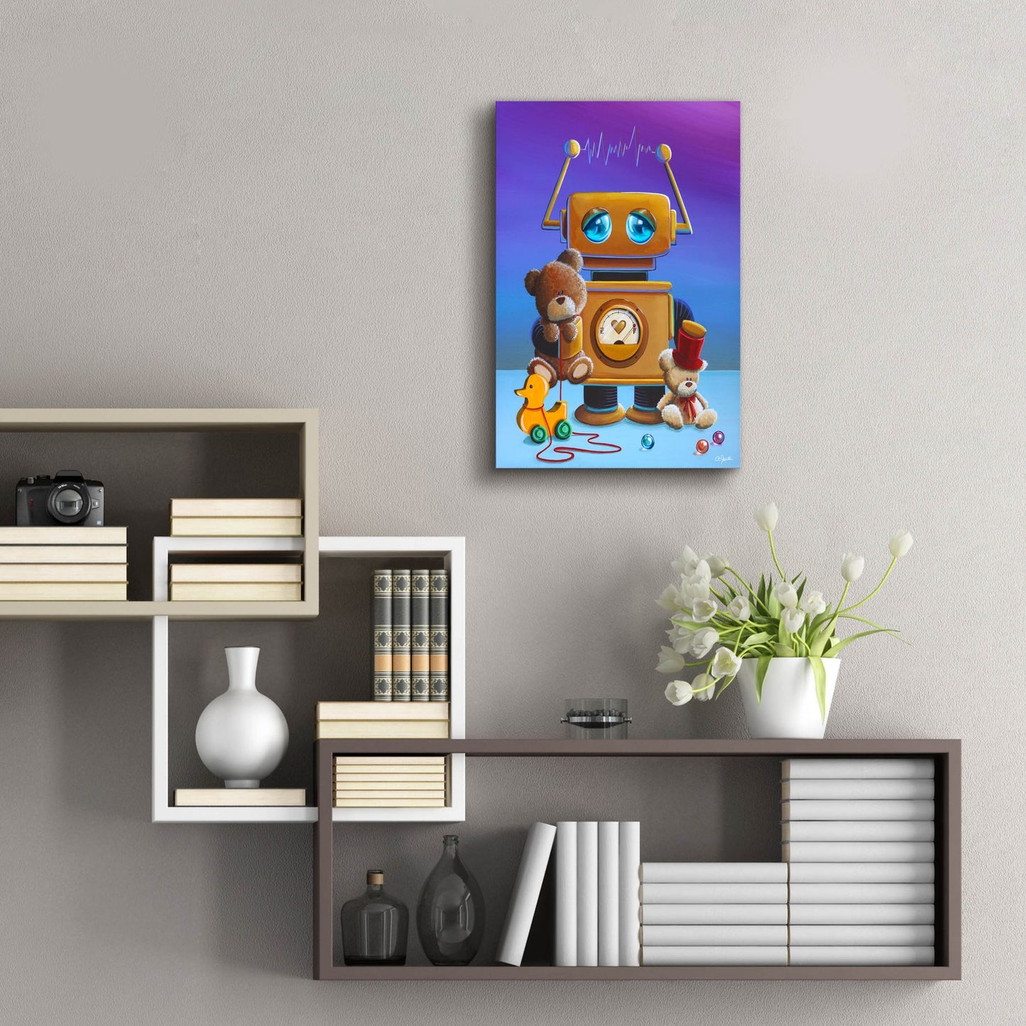 Epic Art 'The Toy Robot' by Cindy Thornton, Acrylic Glass Wall Art,16x24