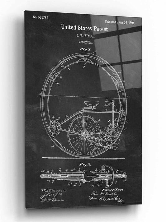 Epic Art 'Monocycle Blueprint Patent Chalkboard,' by Acrylic Glass Wall Art