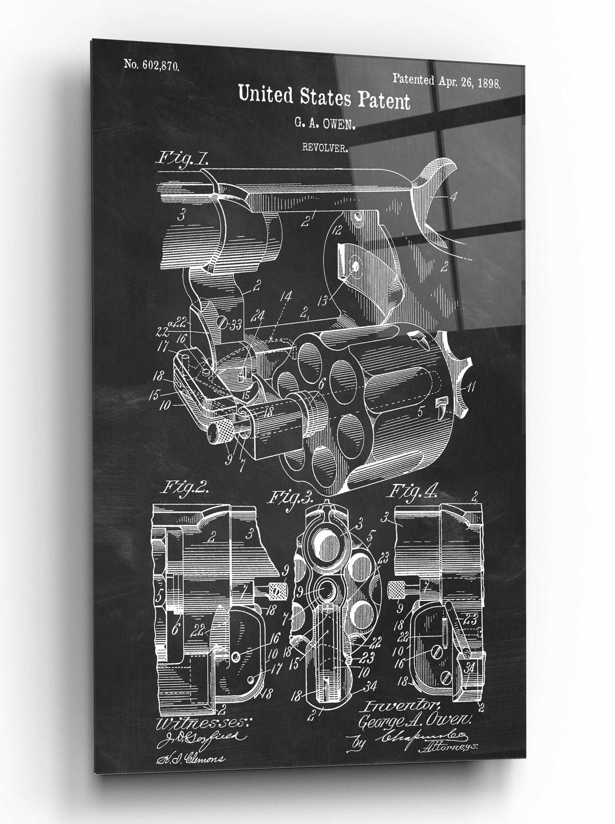 Epic Art 'Owen Revolver Blueprint Patent Chalkboard,' by Acrylic Glass Wall Art