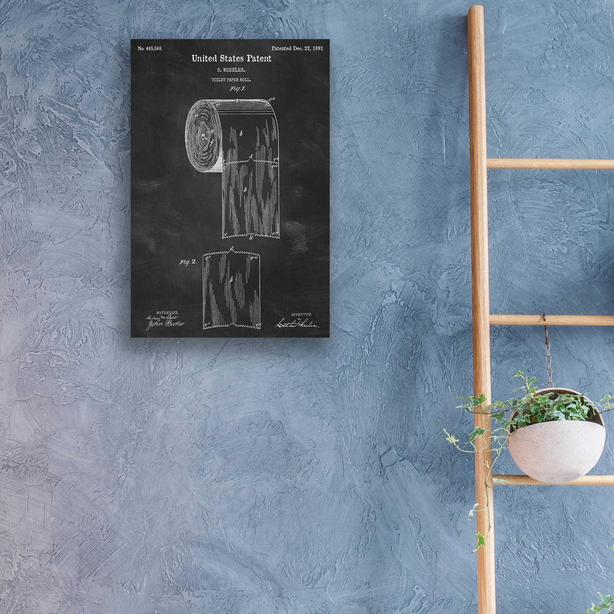 Epic Art 'Toilet Paper Roll Blueprint Patent Chalkboard,' by Acrylic Glass Wall Art,16x24