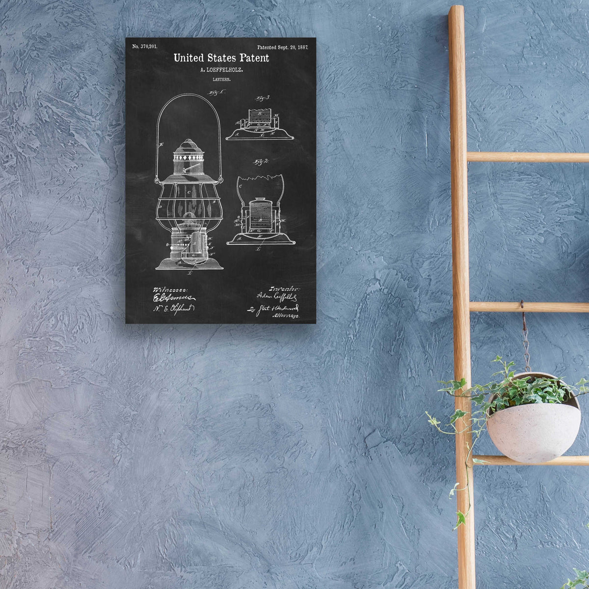 Epic Art 'Lantern Blueprint Patent Chalkboard,' by Acrylic Glass Wall Art,16x24