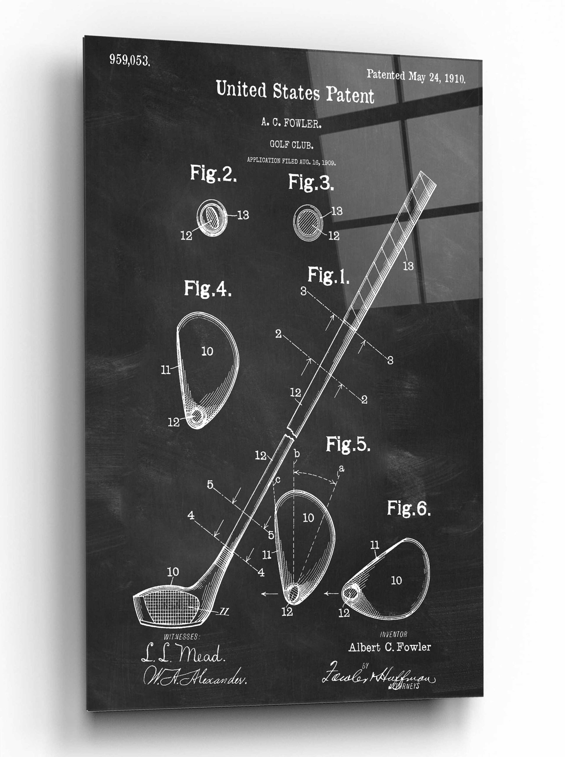 Epic Art 'Golf Club Blueprint Patent Chalkboard,' by Acrylic Glass Wall Art