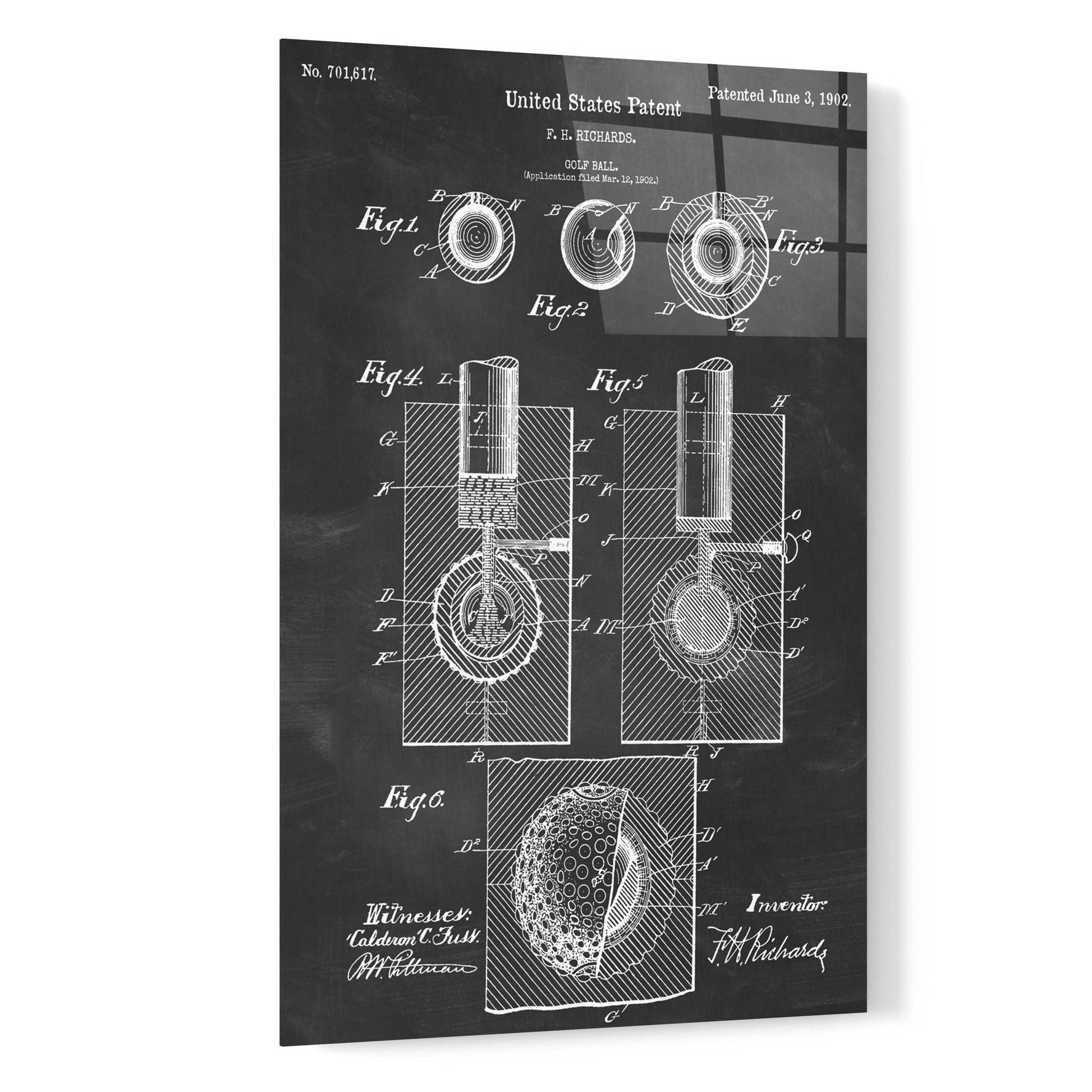 Epic Art 'Golf Ball Blueprint Patent Chalkboard,' by Acrylic Glass Wall Art,16x24
