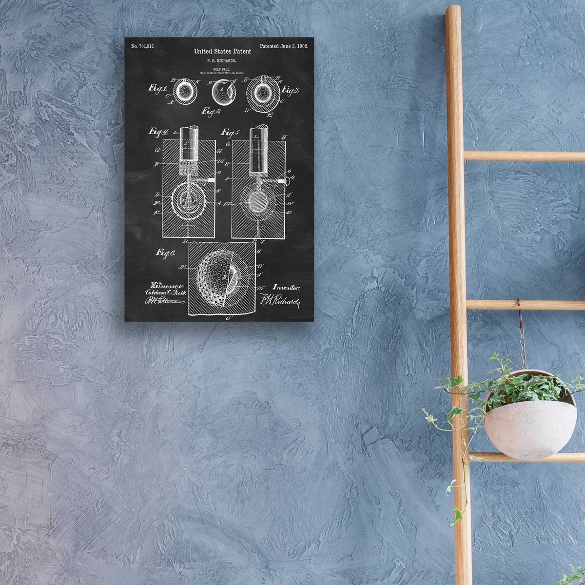 Epic Art 'Golf Ball Blueprint Patent Chalkboard,' by Acrylic Glass Wall Art,16x24