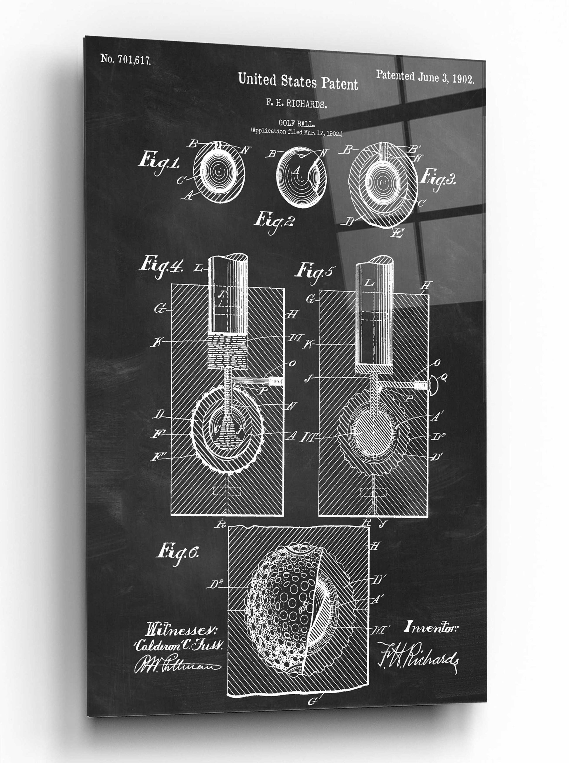 Epic Art 'Golf Ball Blueprint Patent Chalkboard,' by Acrylic Glass Wall Art,16x24