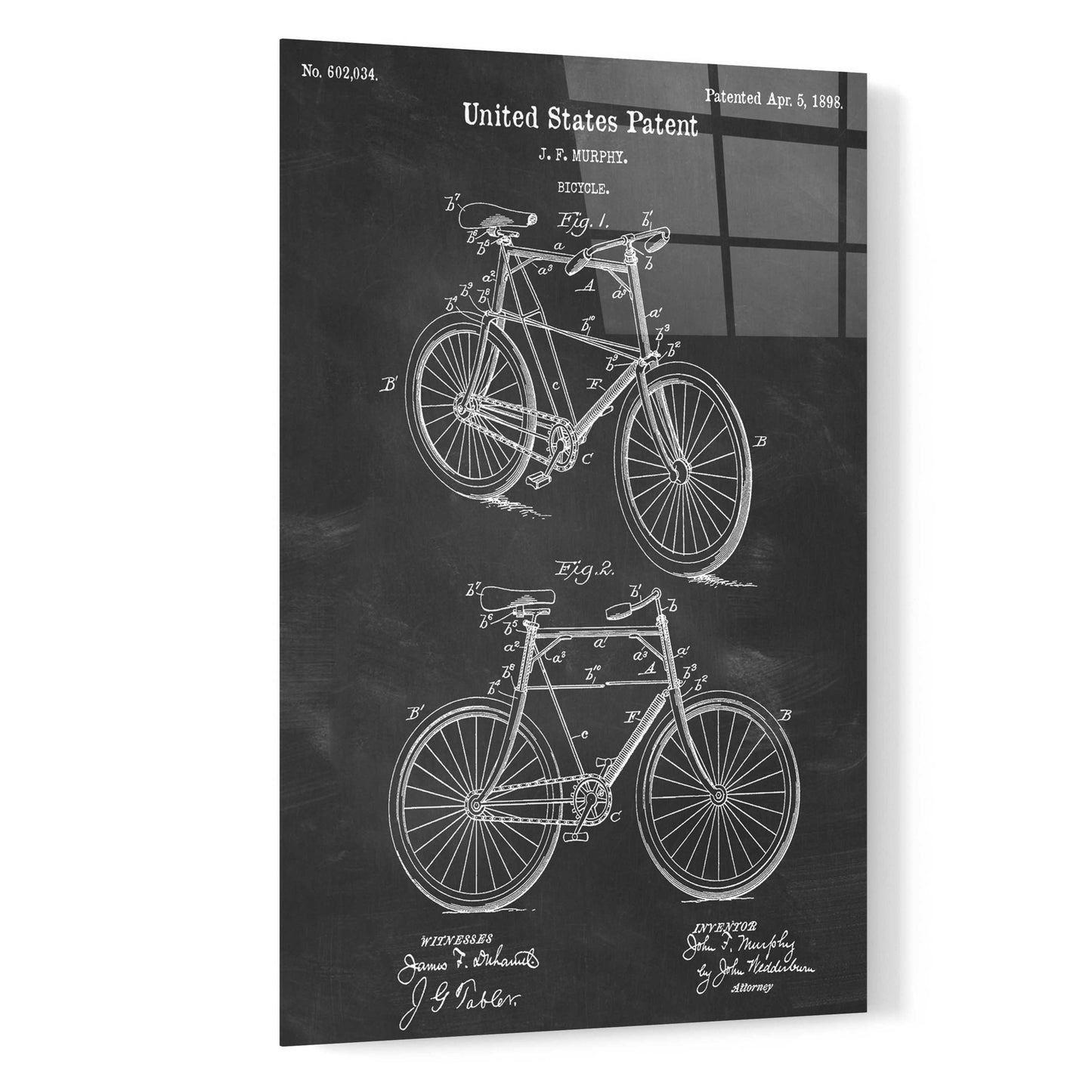 Epic Art 'Bicycle Blueprint Patent Chalkboard,' by Acrylic Glass Wall Art,16x24