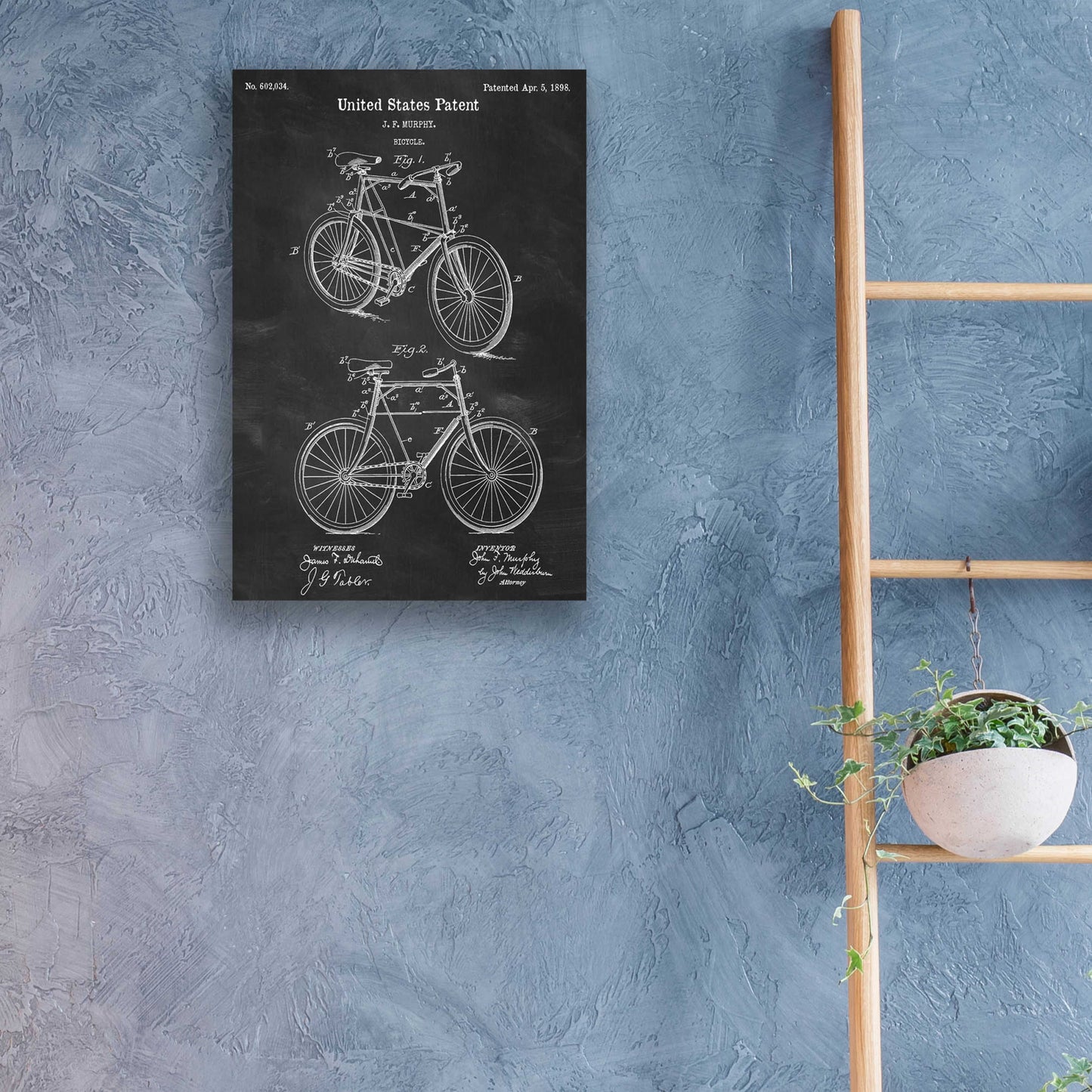 Epic Art 'Bicycle Blueprint Patent Chalkboard,' by Acrylic Glass Wall Art,16x24