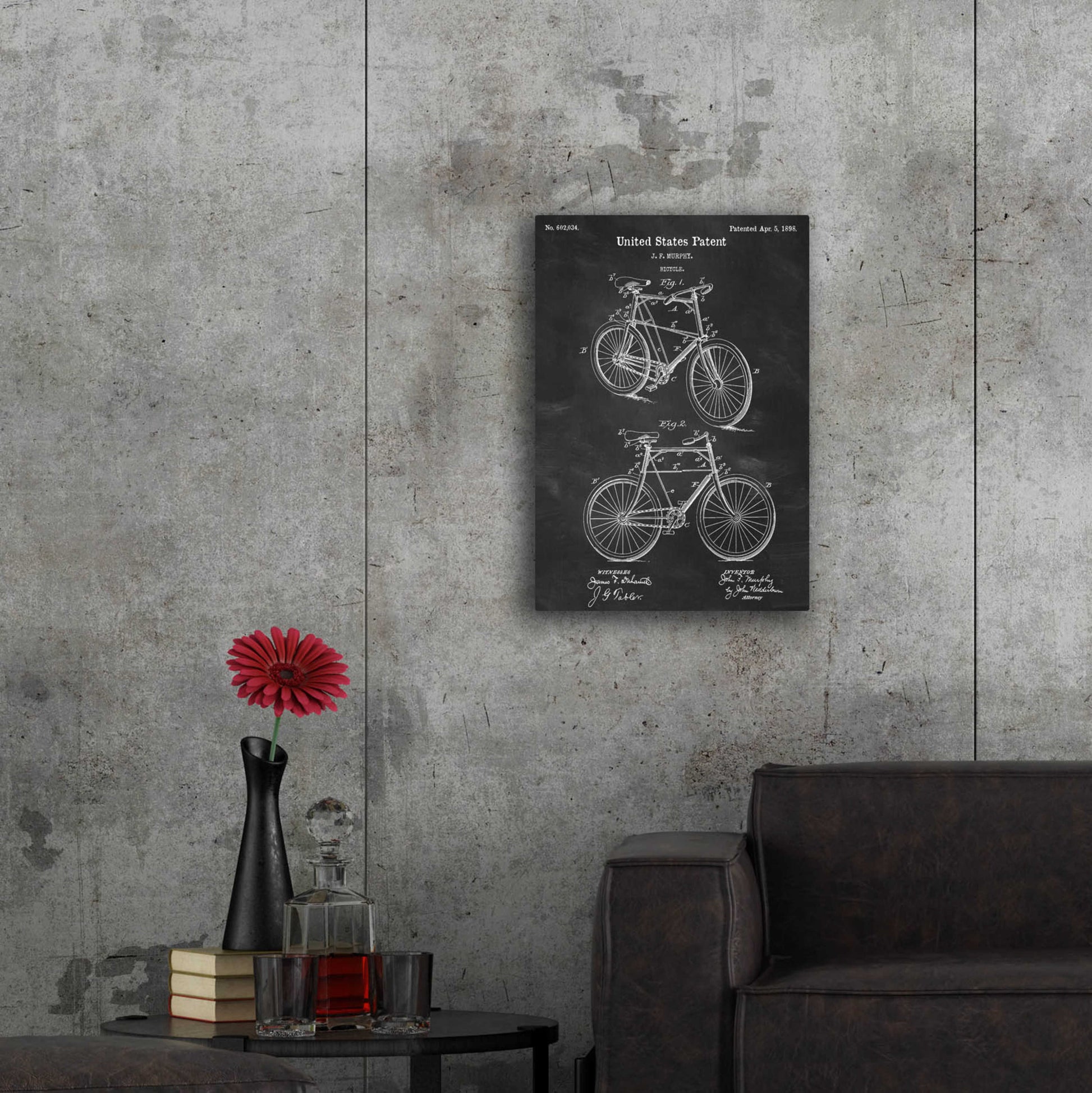 Epic Art 'Bicycle Blueprint Patent Chalkboard,' by Acrylic Glass Wall Art,24x36