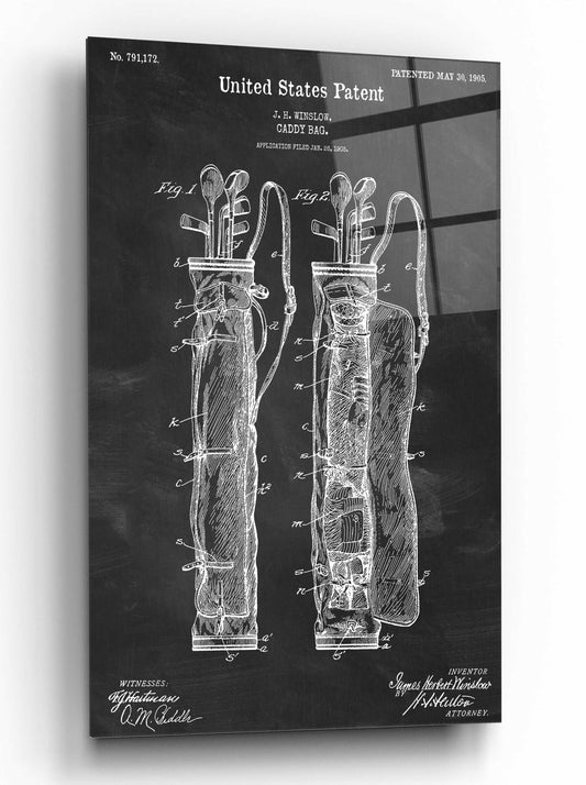 Epic Art 'Golf Bag Caddy Blueprint Patent Chalkboard,' by Acrylic Glass Wall Art