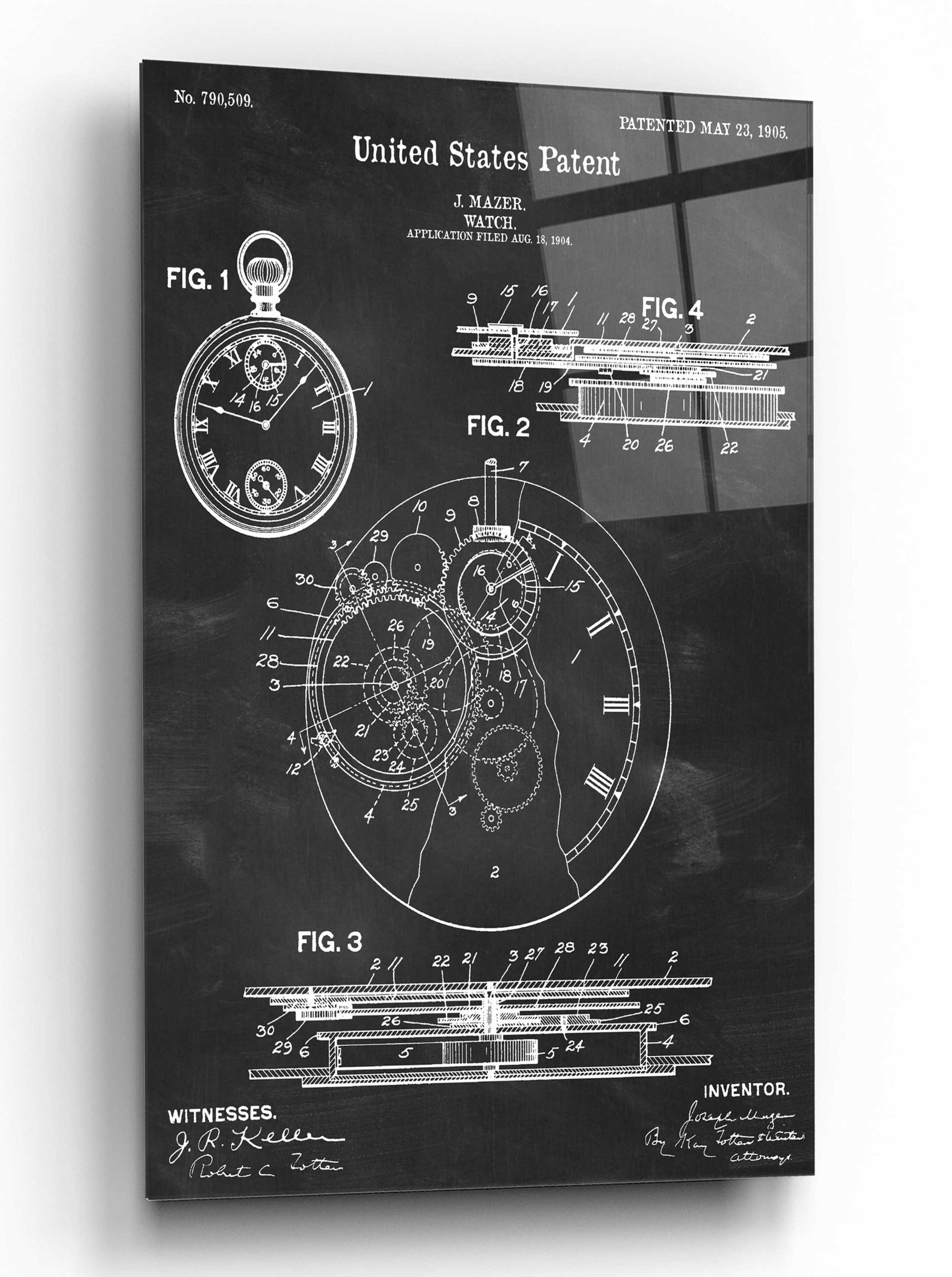 Epic Art 'Stopwatch Blueprint Patent Chalkboard,' by Acrylic Glass Wall Art