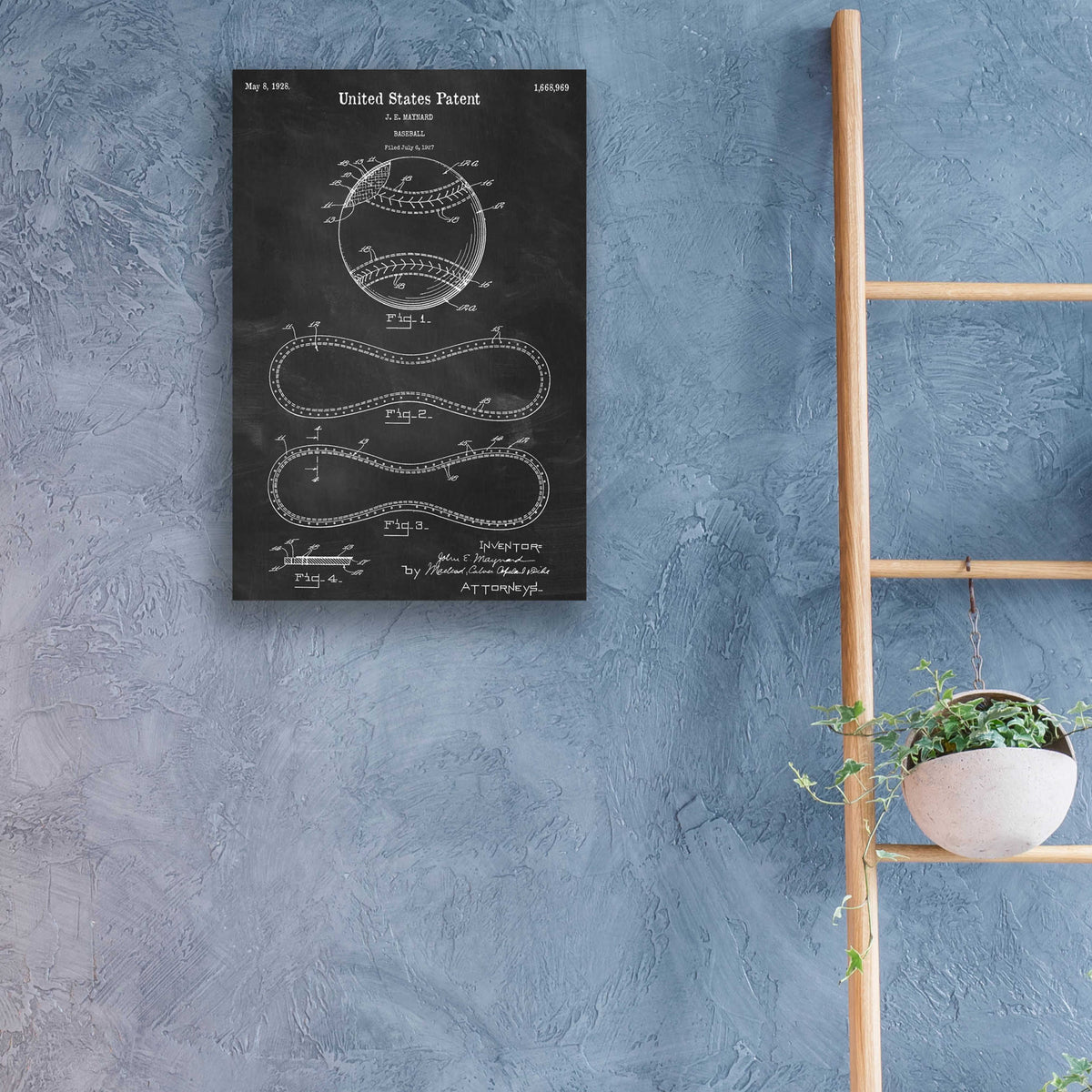Epic Art 'Baseball Blueprint Patent Chalkboard,' by Acrylic Glass Wall Art,16x24