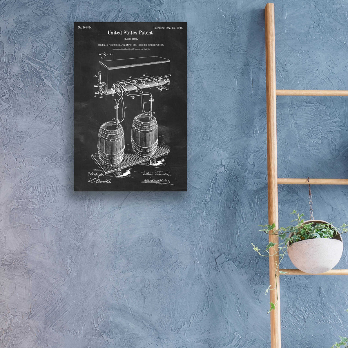 Epic Art 'Beer Barrel Blueprint Patent Chalkboard,' by Acrylic Glass Wall Art,16x24