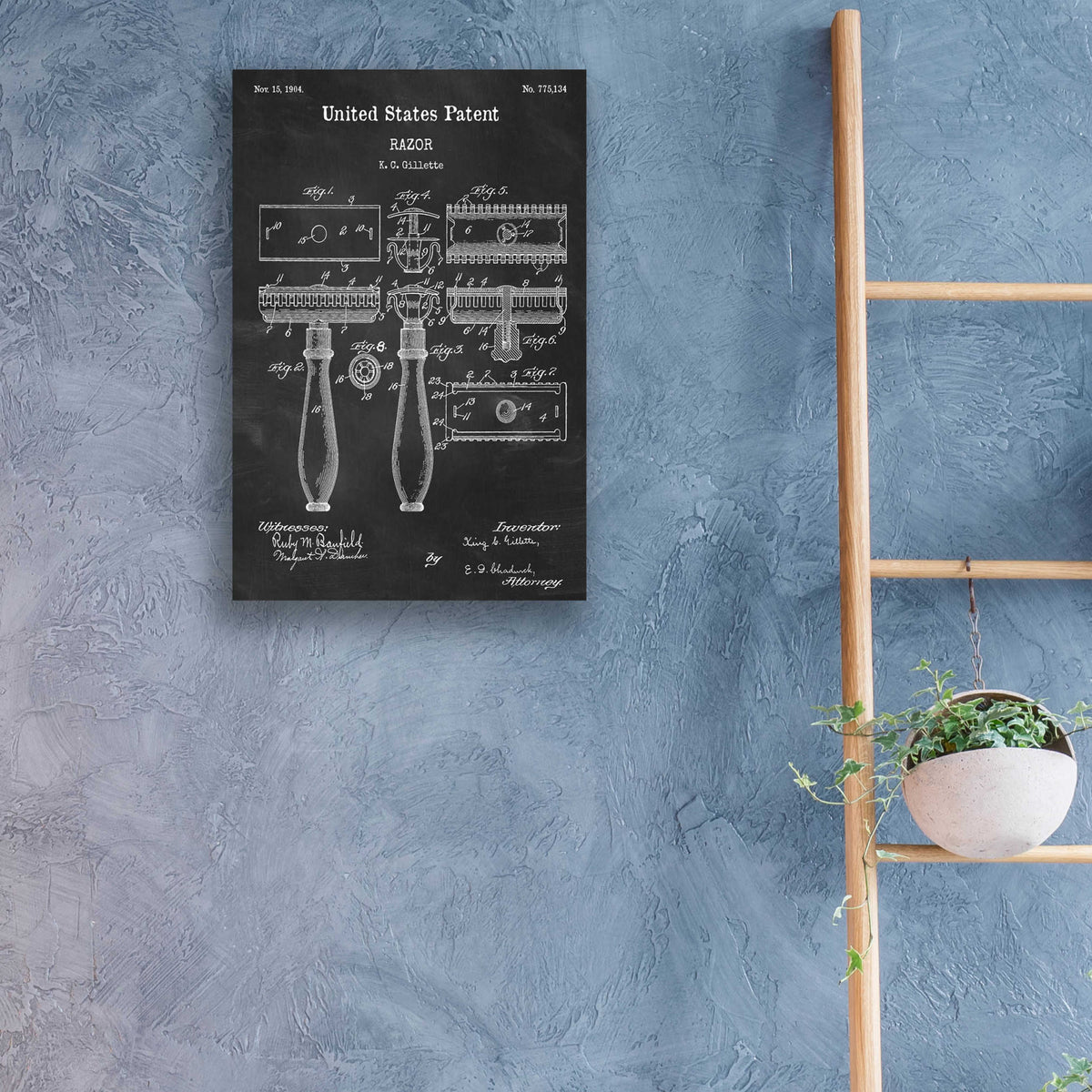 Epic Art 'Razor Blueprint Patent Chalkboard,' by Acrylic Glass Wall Art,16x24