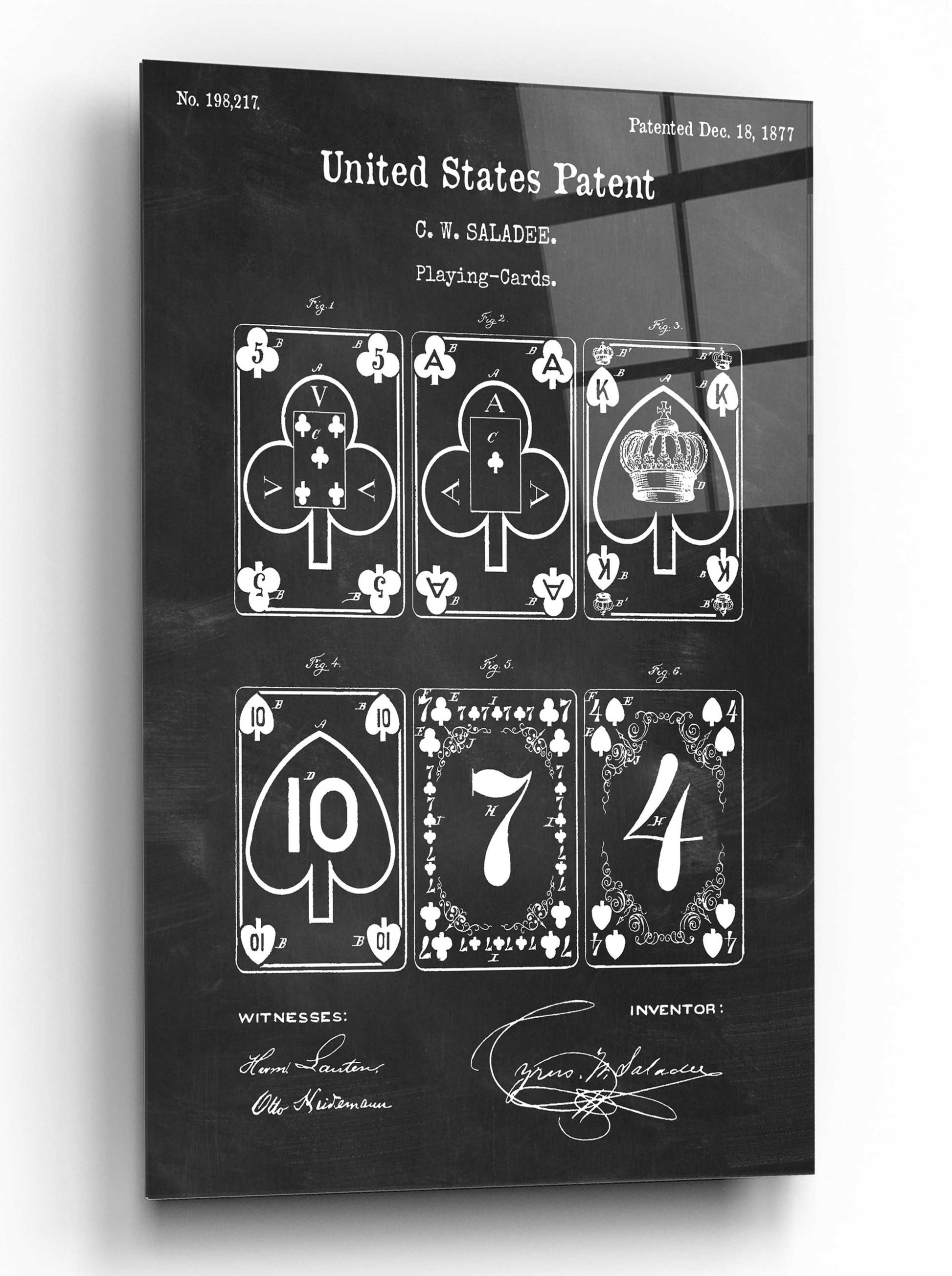 Epic Art 'Playing Cards Blueprint Patent Chalkboard,' by Acrylic Glass Wall Art,12x16