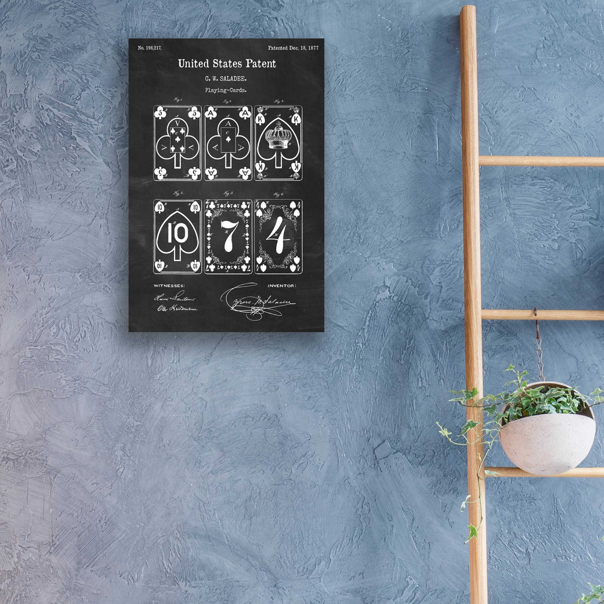 Epic Art 'Playing Cards Blueprint Patent Chalkboard,' by Acrylic Glass Wall Art,16x24