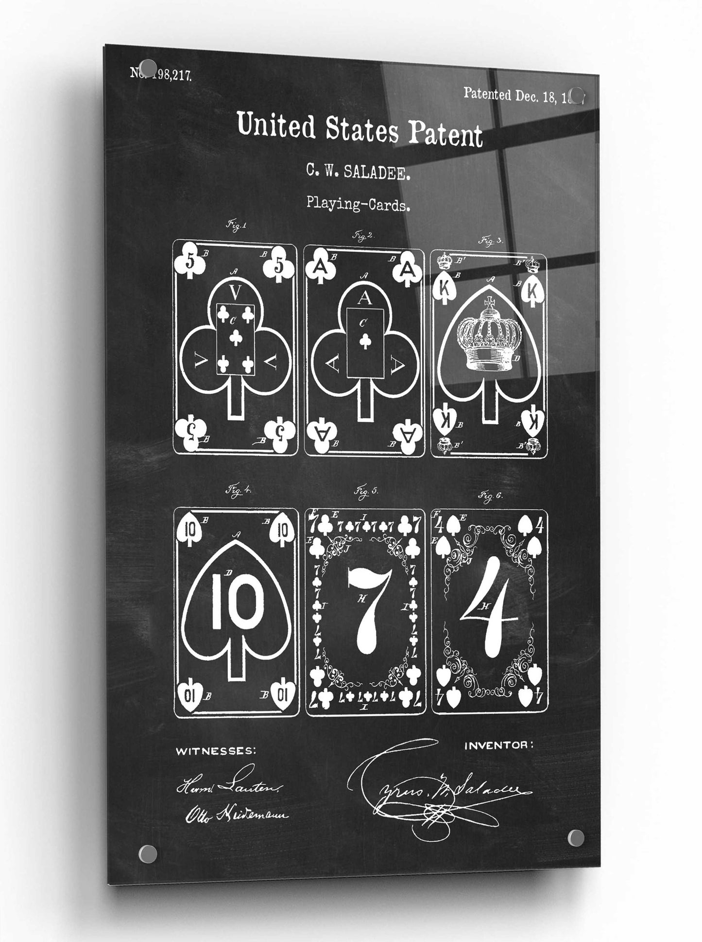Epic Art 'Playing Cards Blueprint Patent Chalkboard,' by Acrylic Glass Wall Art,24x36