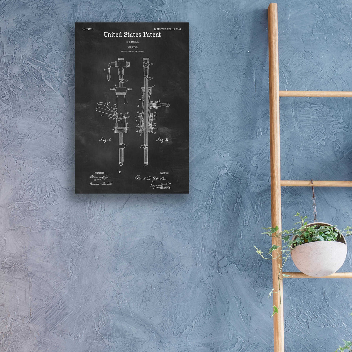 Epic Art 'Beer Tab Blueprint Patent Chalkboard,' by Acrylic Glass Wall Art,16x24
