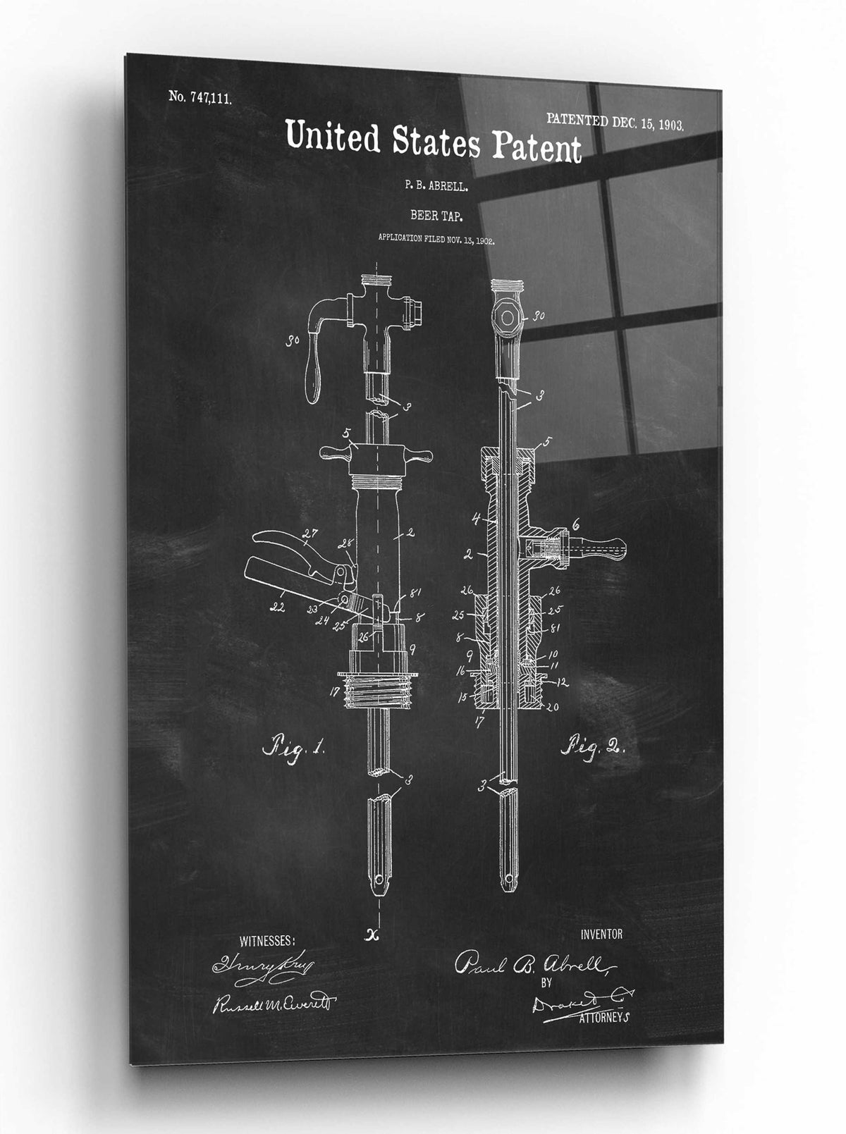 Epic Art 'Beer Tab Blueprint Patent Chalkboard,' by Acrylic Glass Wall Art