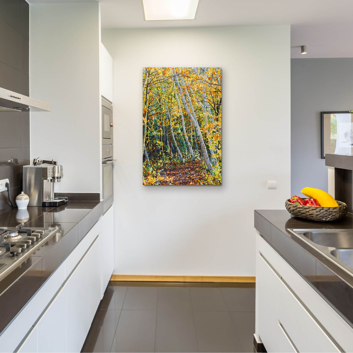 Epic Art 'Birch Path' by Joanne Towers, Acrylic Glass Wall Art,24x36