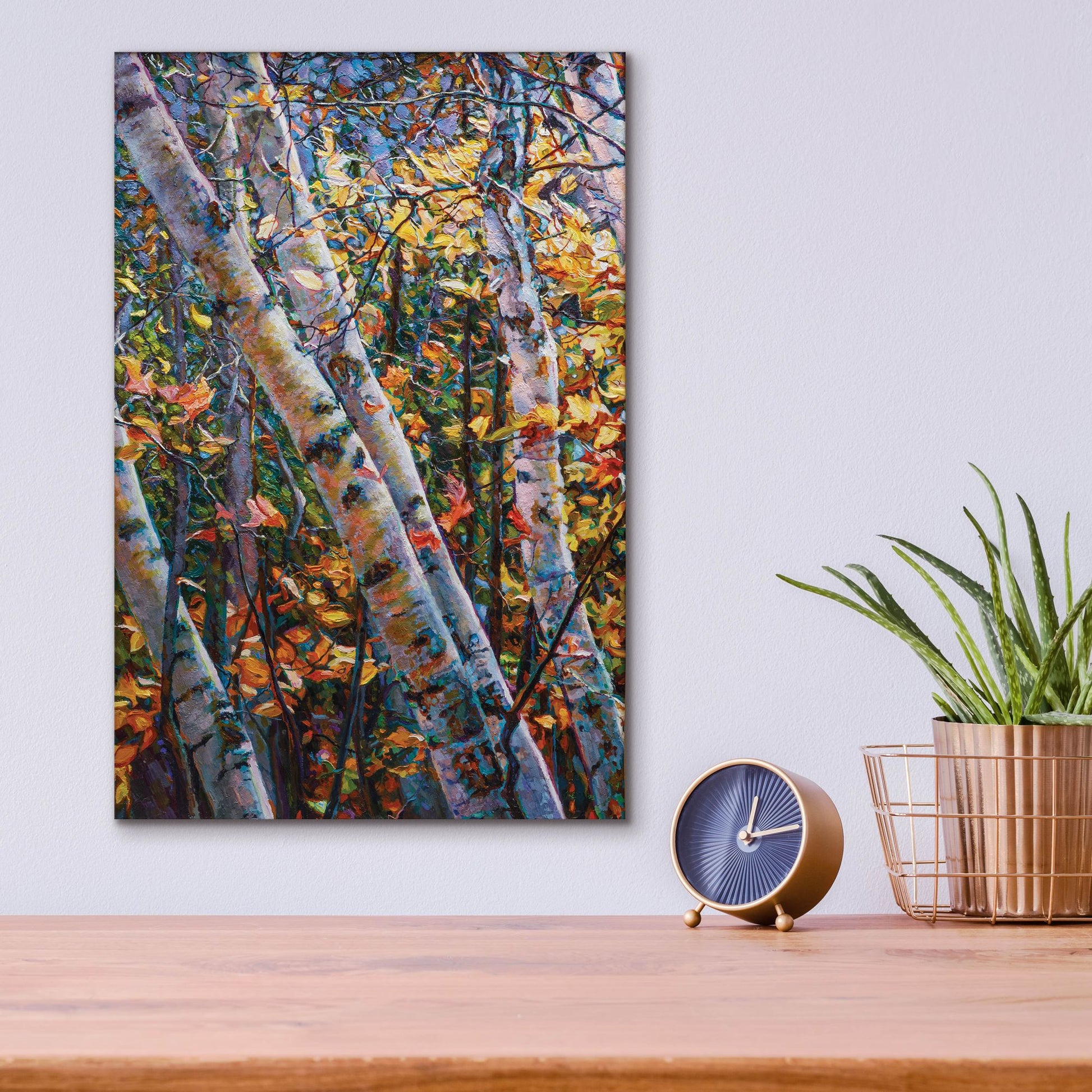 Epic Art 'Birches' by Joanne Towers, Acrylic Glass Wall Art,12x16