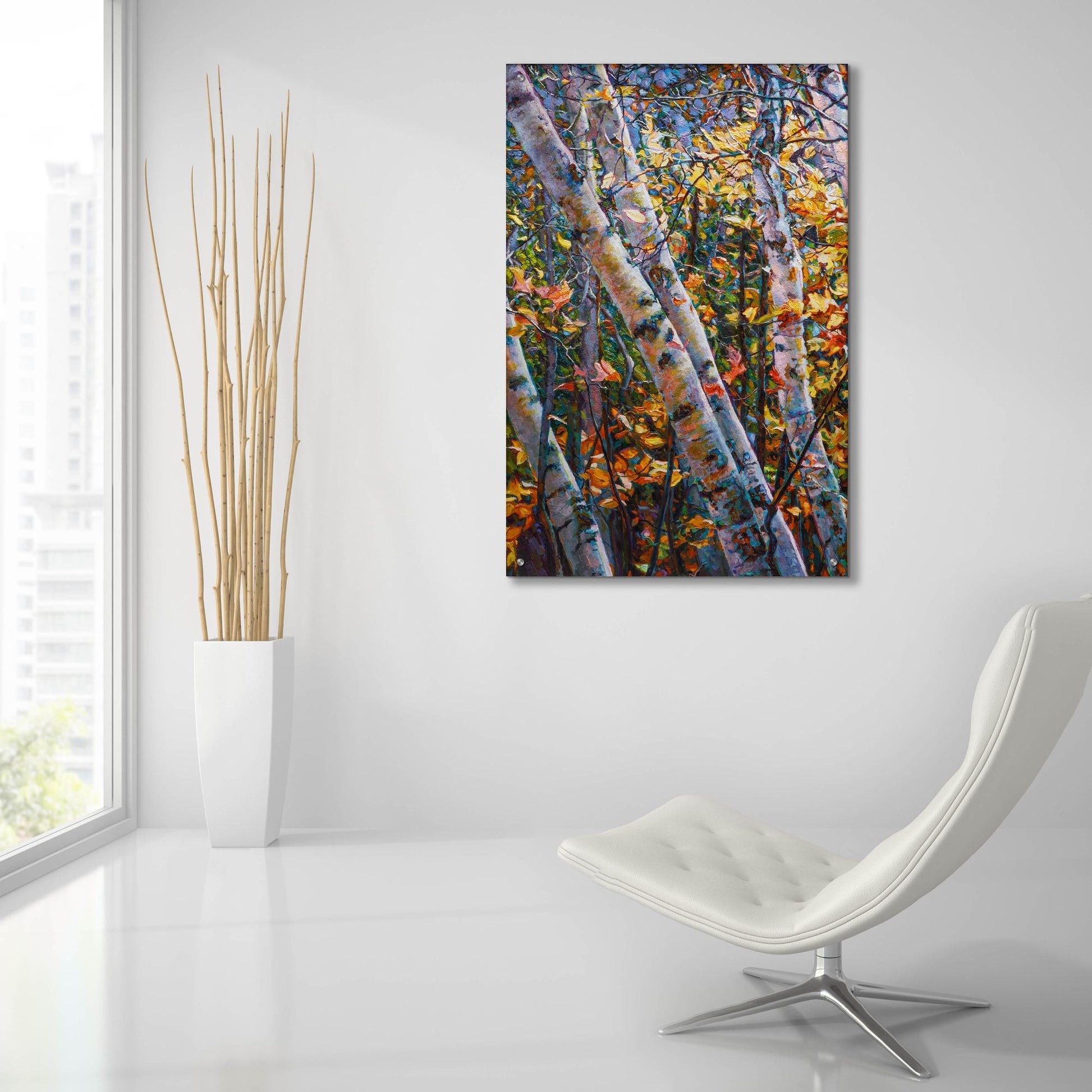 Epic Art 'Birches' by Joanne Towers, Acrylic Glass Wall Art,24x36