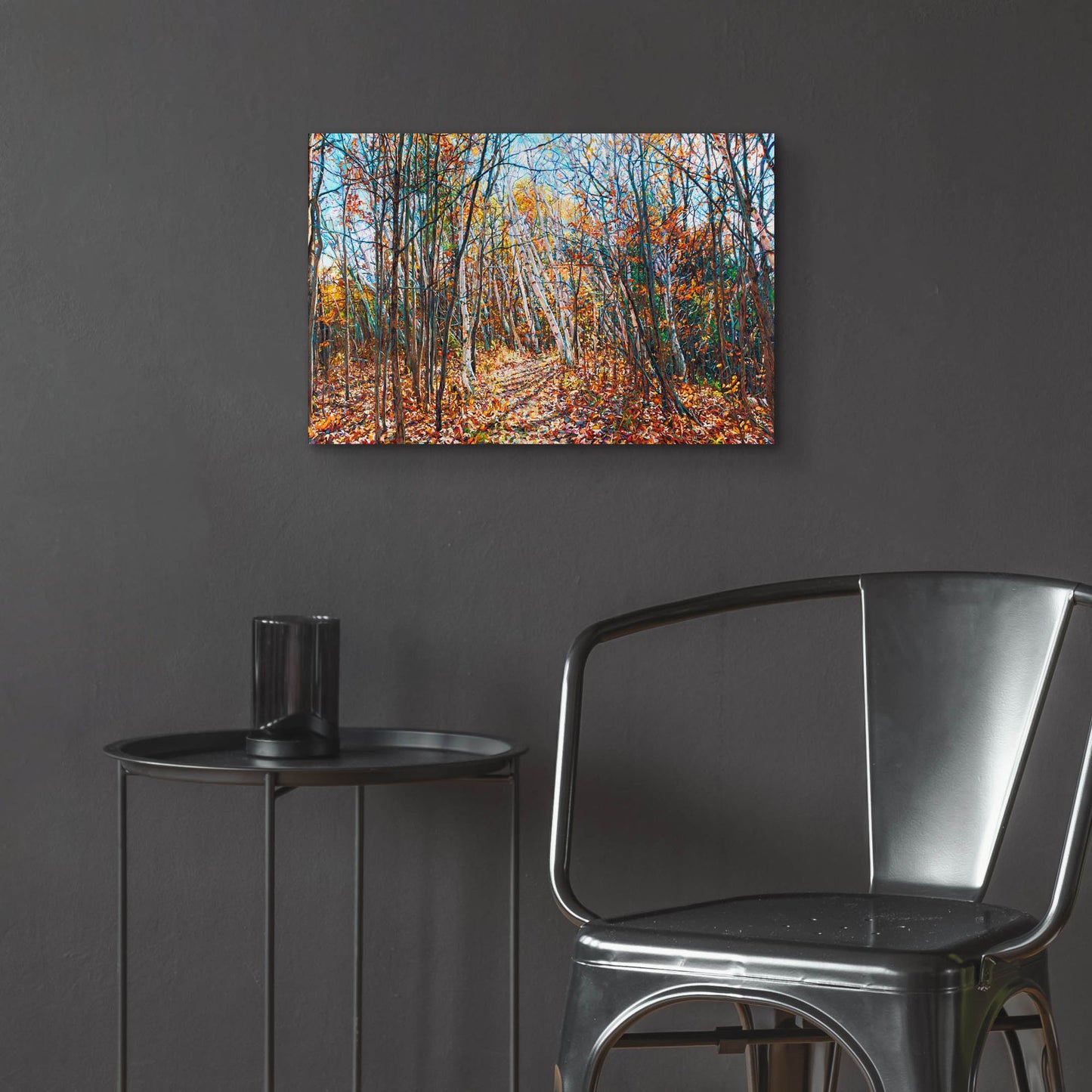 Epic Art 'Fall Forest Trail through the Birch' by Joanne Towers, Acrylic Glass Wall Art,24x16