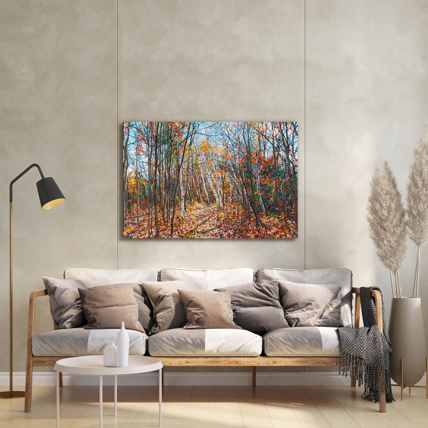 Epic Art 'Fall Forest Trail through the Birch' by Joanne Towers, Acrylic Glass Wall Art,36x24